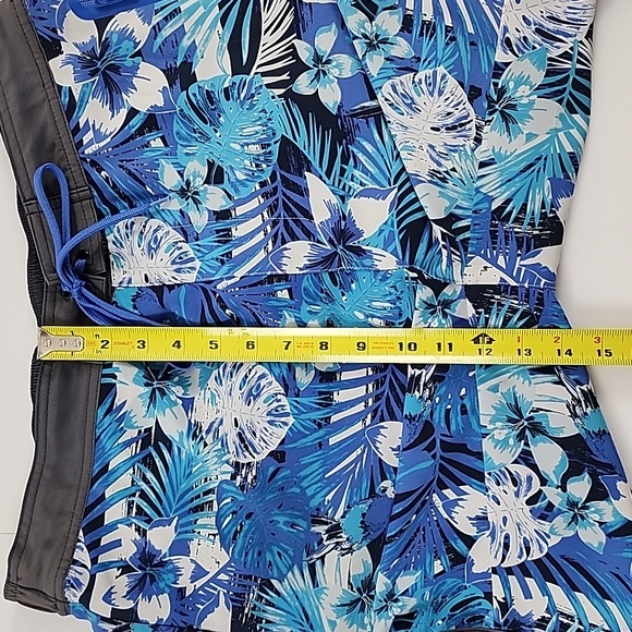 Mex Men's Swim Trunks Shorts Liner Blie White Tropical Print Size Large - Picture 11 of 12